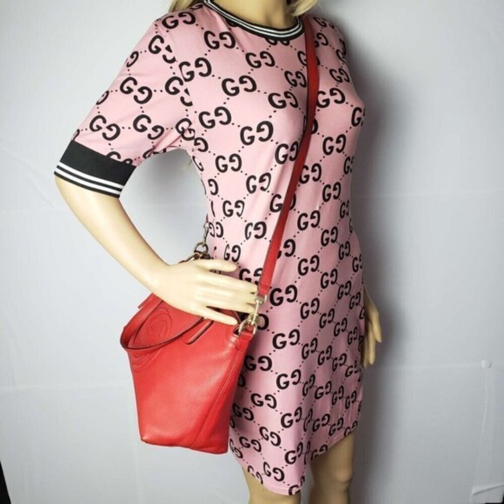 Authentic Gucci Soho Leather Tote Bag Red Shoulder Luxury Designer Bag - Picture 15 of 15